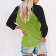 thumbnail image 3 of 3/4 Sleeve Tops for Women Workout Jersey Shirts Baseball Style Raglan Tshirts Casual Color Block Tees Comfy Steetwear Green XXXL, 3 of 3