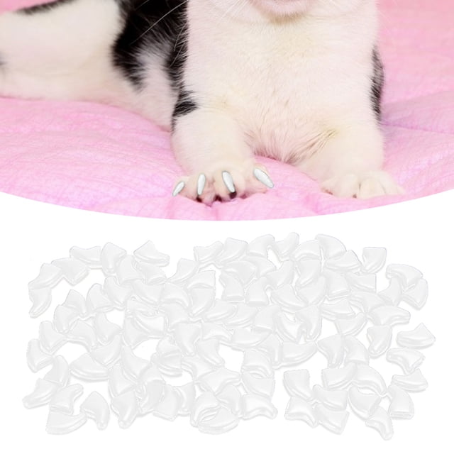 100PCS Soft Pet, Cover Safe Anti Scratch Dog Paw Nail Gatto Cat Nail Claw Protector CoversWhite S
