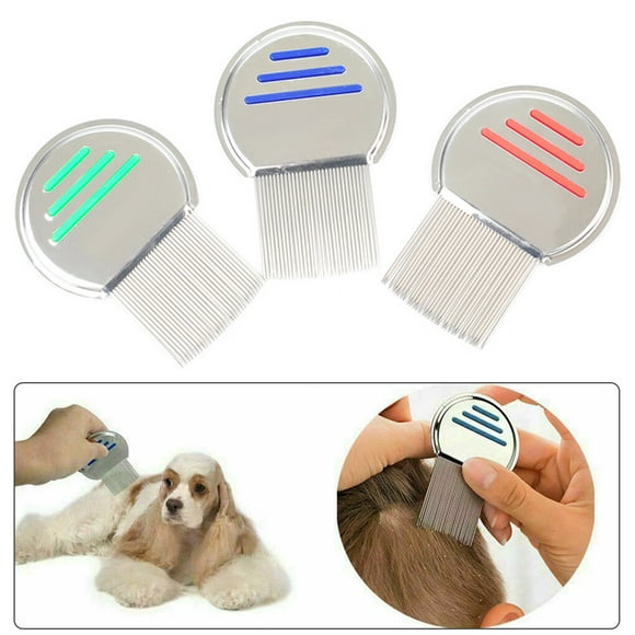 Pet Comb Stainless Steel Lice Removal comb stainless Comb Grooming Tool Nit Remover Pet Beauty Supplies, Red