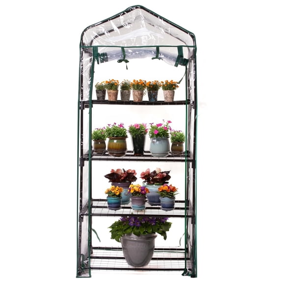 R687 4-Tier Mini Greenhouse, 27" Long x 18" Wide x 63" High,Black