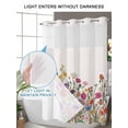 thumbnail image 4 of No Hook Cloth Fabric Shower Curtain with Snap in Liner, Colorful Flowers Waterproof Shower Curtains Set with See Through Top Window, Retro Botanical Wild Floral Herbs Bath Curtains Shower 72"x72", 4 of 6