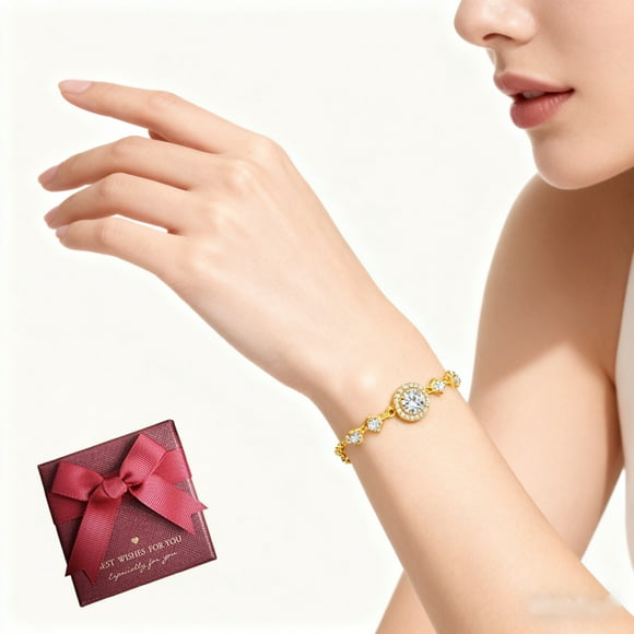 Bracelet en Moissanite 2 Carats pour Femmes, Cadeau en Argent Sterling S925 pour Maman Femme Sœur