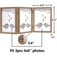 thumbnail image 4 of 3 picture frames 4x6 three in one hinge MDF wood grain, with three glass front opening picture frames attached, perpendicular to the desktop, 4 of 7