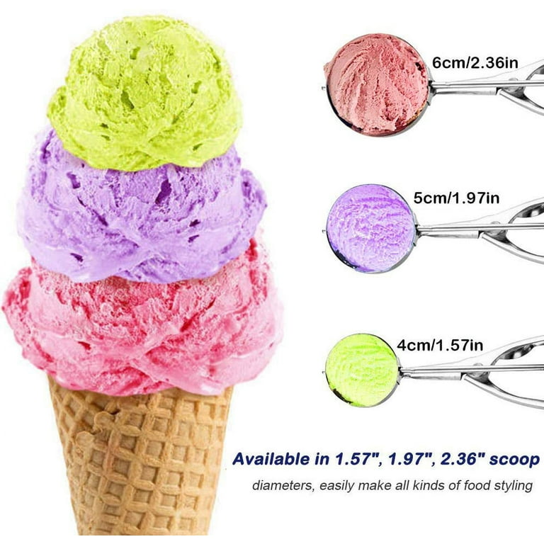 Medoca Cookie Scoops Set 3 Pcs Ice Cream Scoops with Trigger Release 18/8  Stainless Steel Cookie Dough Scoops Multiple Sizes Non-slip Grip Scoops