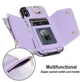 thumbnail image 4 of ShellTech for iPhone X/XS Case with Card Holder and Strap - Zipper Pocket,Crossbody Lanyard Strap,Credit Card Holder,Stand Ring,Cute Phone Wallet Case for Women,Purple, 4 of 10