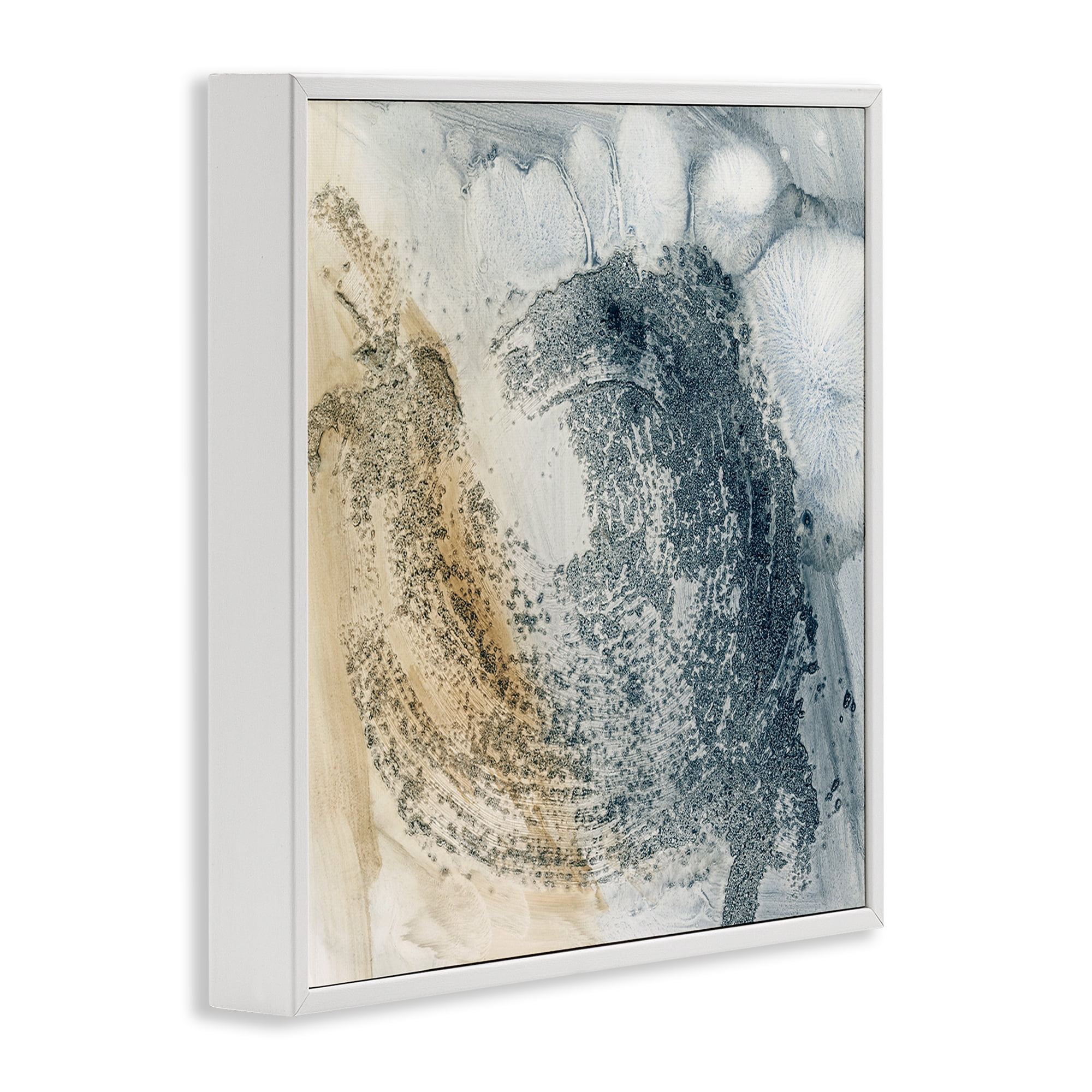 Stupell Industries Grey & Beige Paint Stroke Abstract Painting White Framed Art Print Wall Art, 12 x 12