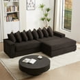 thumbnail image 3 of 104" Cloud Sectional Couch with Chaise, Modular L Shaped Sofa with Deep Seat and Armrest Storage, Soft Fluffy Corduroy Couches with 8 Pillows for Living Room, Black, 3 of 8