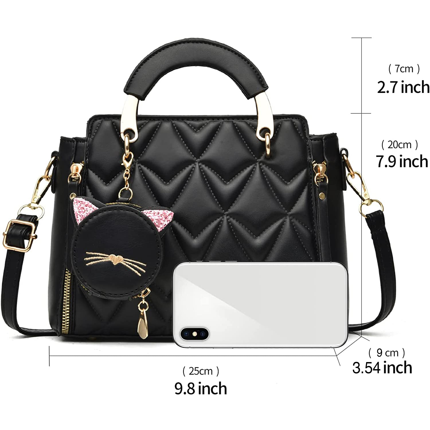 Large Purses for Women Shoulder Handbags Large Crossbody Cute Bag for Women with Small Purses,Black - image 3 of 9