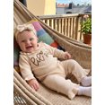 thumbnail image 6 of RUINIXCW Baby Girl Little Sister Outfit Newborn Baby Girl Hospital Coming Home Outfit Waffled Romper Infant Baby Girls Fall Winter Clothes Long Sleeve Jumpsuit Headband Set, 6 of 9