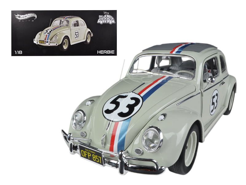 1963 Volkswagen Beetle The Love Bug" Herbie #53 Elite Edition 1/18 Diecast Car Model by Hotwheels"