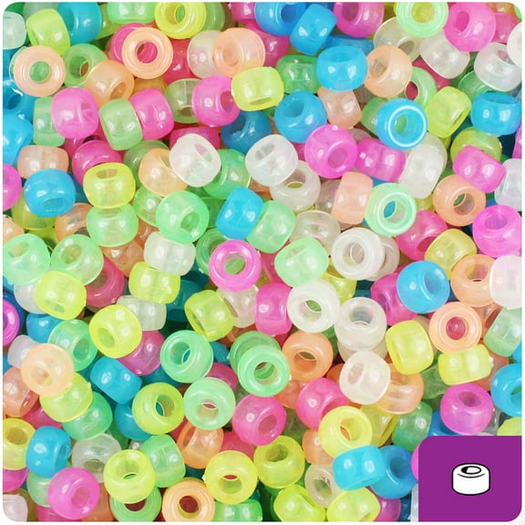 BeadTin Glow Multi 6.5mm Mini Barrel Pony Beads (1000pcs)