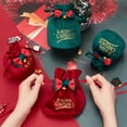 thumbnail image 3 of Christmas Drawstring Gift Bags with Iron Pendants Bowknot Drawstring Pouches Small Candy Reusable Christmas Tree Velvet Treat Bags Xmas Gift Bags for Gift Wrapping Party Favors, 3 of 9
