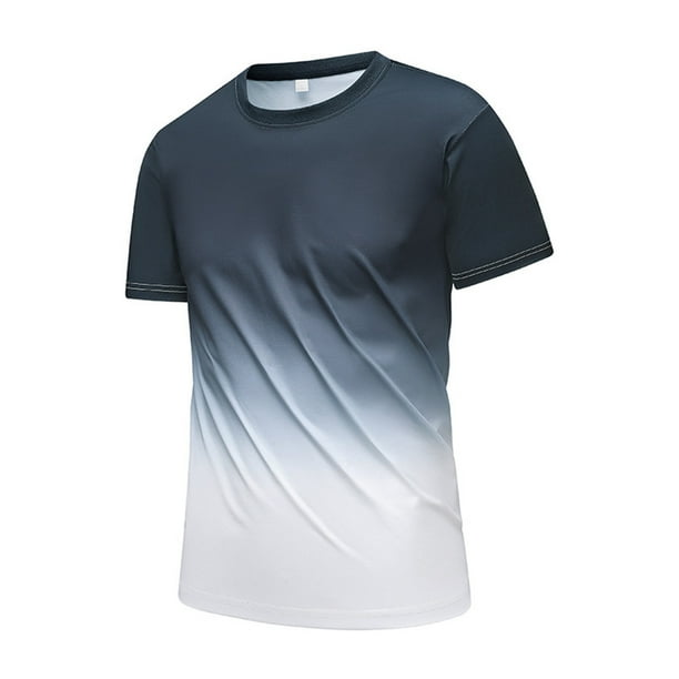 pstuiky Camisas casuales de manga corta para hombre, Camisas casuales de manga corta con cuello redondo y degradado de color liso para hombre ropa de hombre xxl