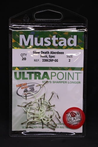 Package of 10  Size 1 Mustad Slow Death Red Ultra Point Fishing Hooks 