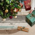 thumbnail image 3 of Farmhouse Blue Grey Brown Christmas Tree Skirt 36 Inches, Vintage Ombre Wooden Xmas Trees Skirt Mat Cover Decorations for Holiday Party Indoor Outdoor, 3 of 9