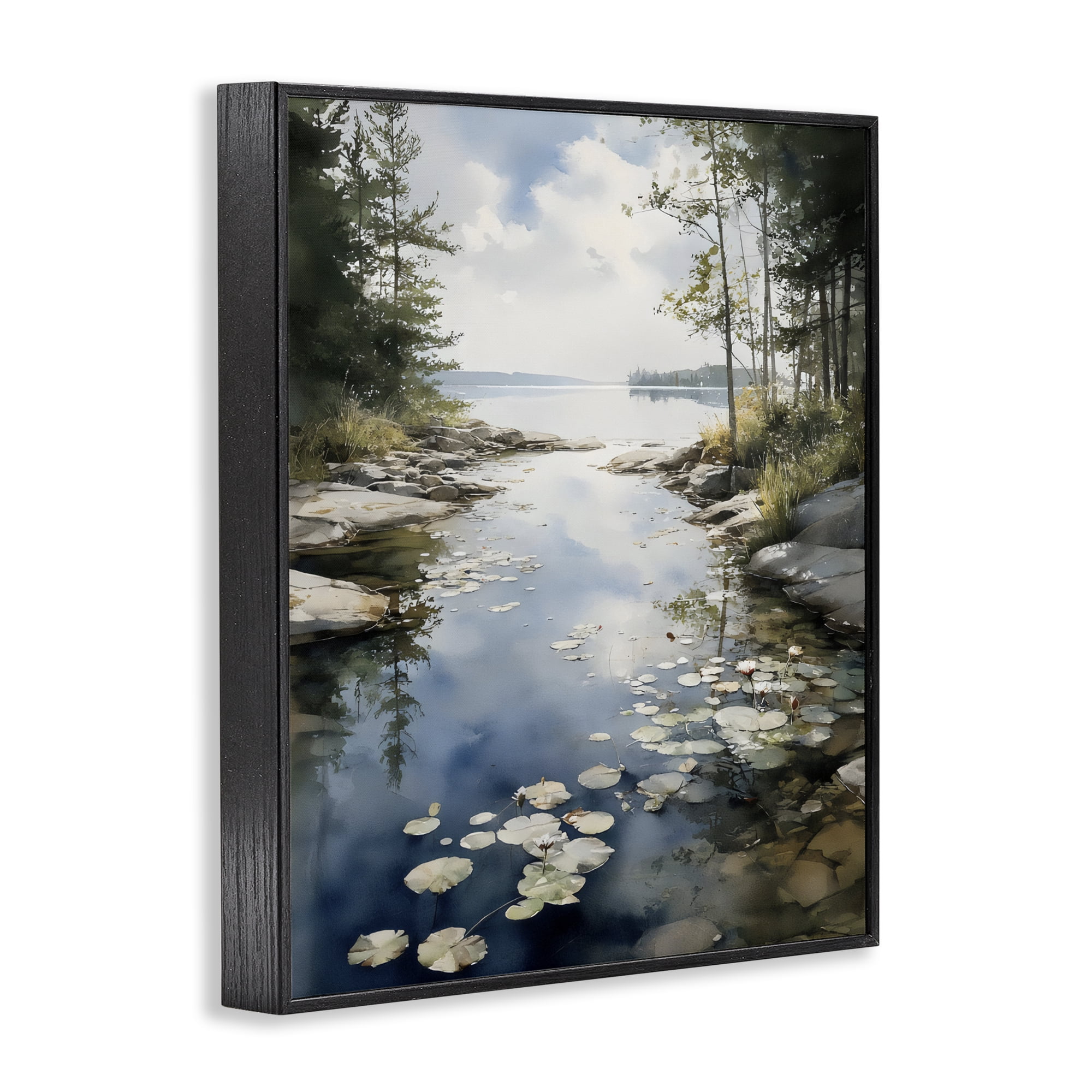 Stupell Industries Lilypad Inlet Reflection Black Framed Giclee Art, design by Franklyn Gregory
