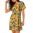 thumbnail image 2 of Logiee Sunflowers Vintage Print Nightgowns for Women,Soft Short-Sleeved Lightweight Sleepwear, Loose Sleepshirts, 2 of 6