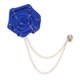 thumbnail image 1 of Pin de broche de flor de rosa Uxcell para traje de hombres, pin de solapa de flor de tela con broches de cadena de borlas doradas para bodas [Azul Zafiro], 1 of 7