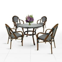 Black and White French Bistro Set Includes 40" Table and 4 Chairs with Arms by Chivari