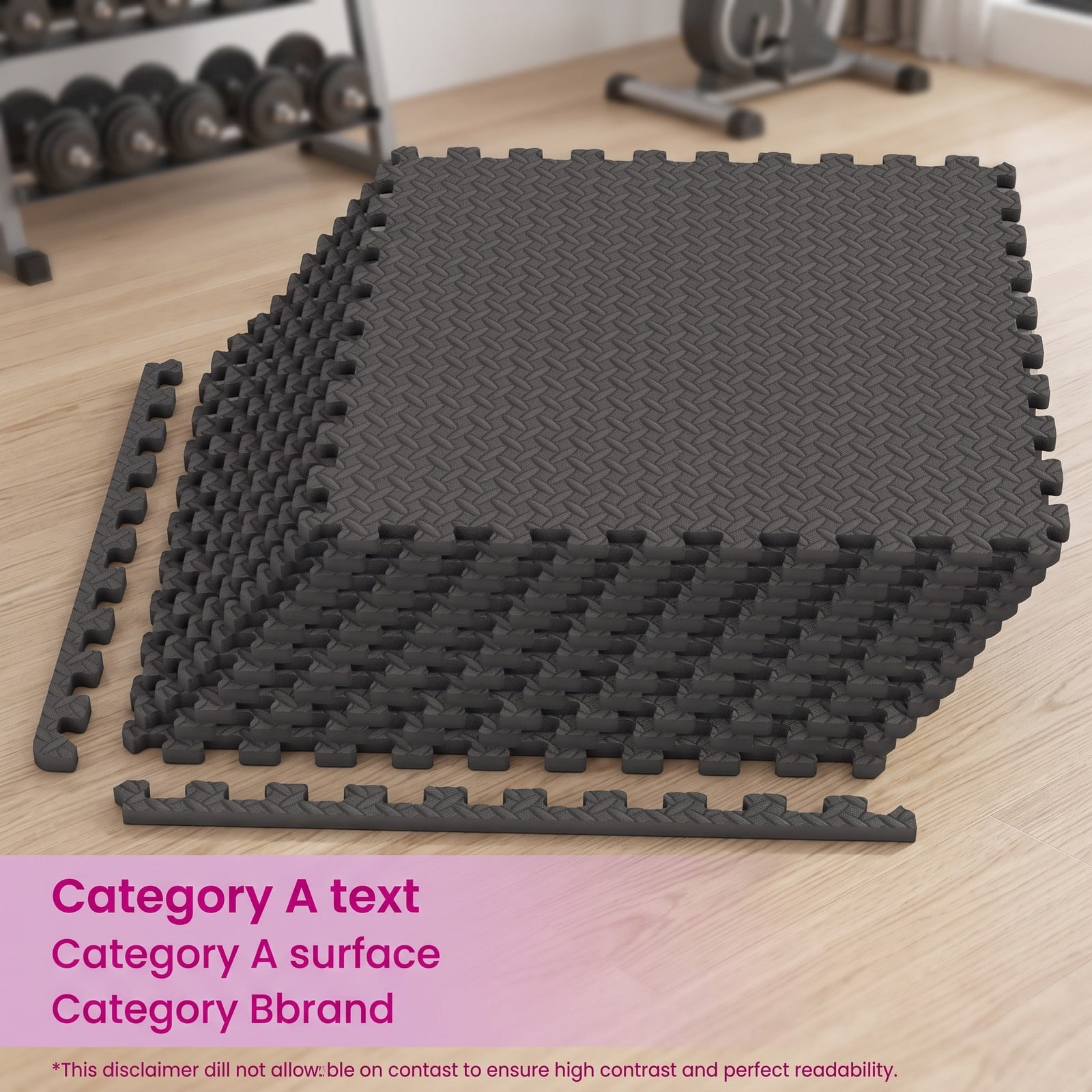 Airfind 12 Tiles Puzzle Exercise Floor Mat with Interlocking EVA Foam and Non-Slip Texture for Home Gym Equipment Protection, Black