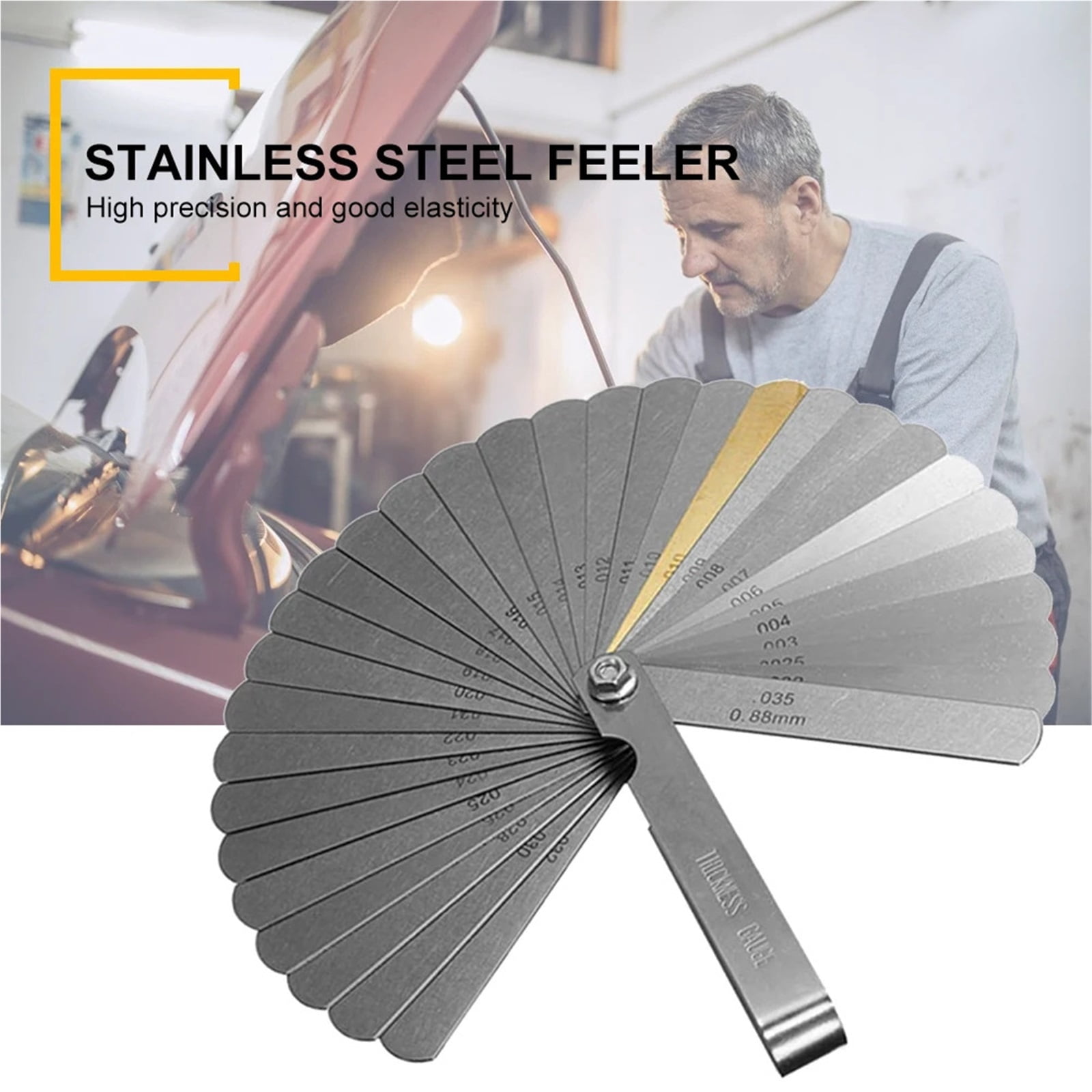 Stainless Steel Feeler Gauge Removable 32 Blades Combination Thickness Filler Metric Measuring Instruments ,Corrosion-Resistant