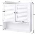 thumbnail image 5 of L-Link Bathroom Wall Cabinet, Wooden Hanging Medicine Cabinet with Double Shutter Doors and Adjustable Shelf, Wall Mounted Bathroom Cabinet with Open Shelf, 26 x 8.5 x 25 Inches, White, 5 of 9