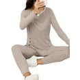 thumbnail image 4 of LilyLLL Womens Long Sleeve T Shirt Leggings Pants 2pcs Striped Loungewear Pajamas Sleepwear, 4 of 4