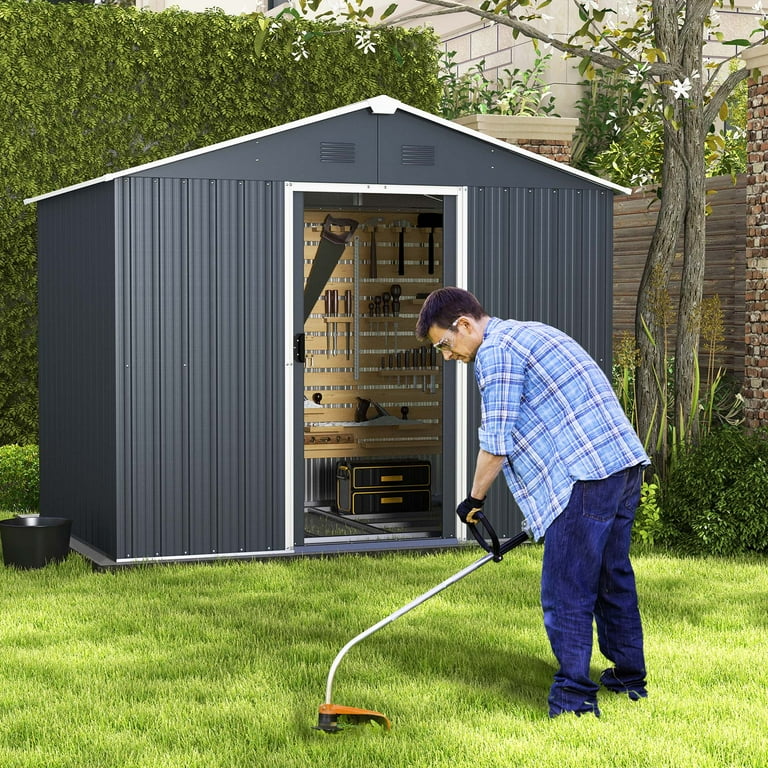 Costway 5.7 FT x 7.5 FT Outside Storage Shed Double Door Outdoor Costway 5.7 FT x 7.5 FT Outside Storage Shed Double Door Outdoor