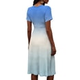 thumbnail image 6 of Laqbezok Ombre Gradient Midi Dress, Casual Short Sleeve Cross V-Neck A-Line Summer Dresses, Fashion High Waist Empire Waist Party Vacation Dress, 6 of 6