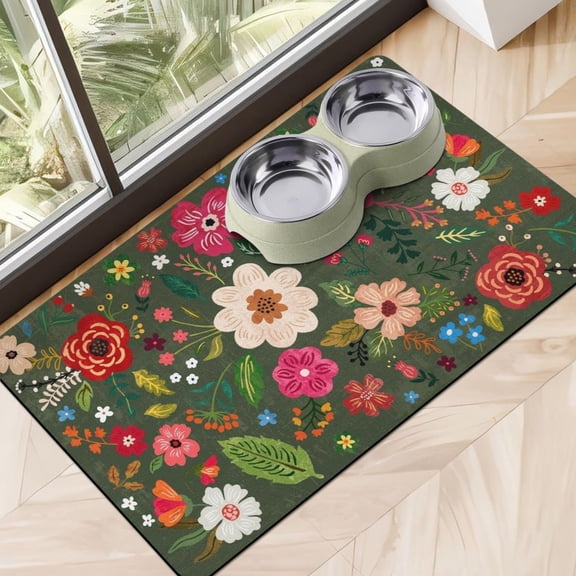 RLESO Dog Food Mats for Floors,Absorbent Dog Bowl Mat for Food and Water Dispenser,Quick Dry Cat Food Mat Pet Supplies,Durable Dog Mat for Food and Water