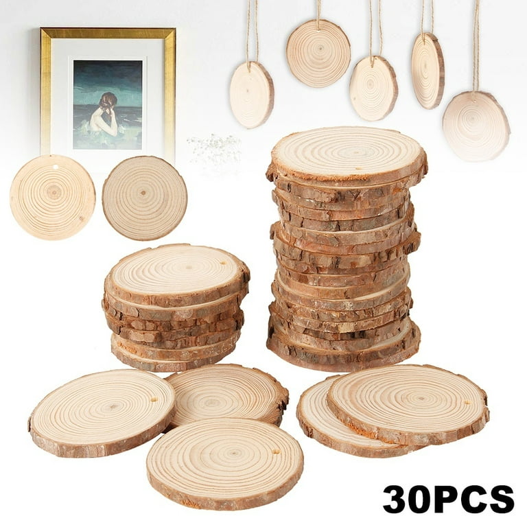 3-20cm Thick Natural Pine Round Unfinished Wood Slices Circles With Tree  Bark Log Discs DIY Crafts Wedding Party Painting 3-10pc - AliExpress