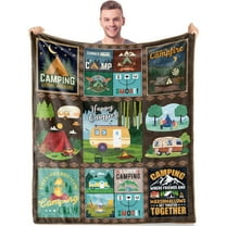 Gresahom Camping Throw Blanket, Camping Lovers Gift for Men or Woman, Super Soft Flannel Fleece Blankets Gifts for Camper Outdoor, Campsite Outdoors RV Travel Hiking Bed Sofa Couch(40"x50")