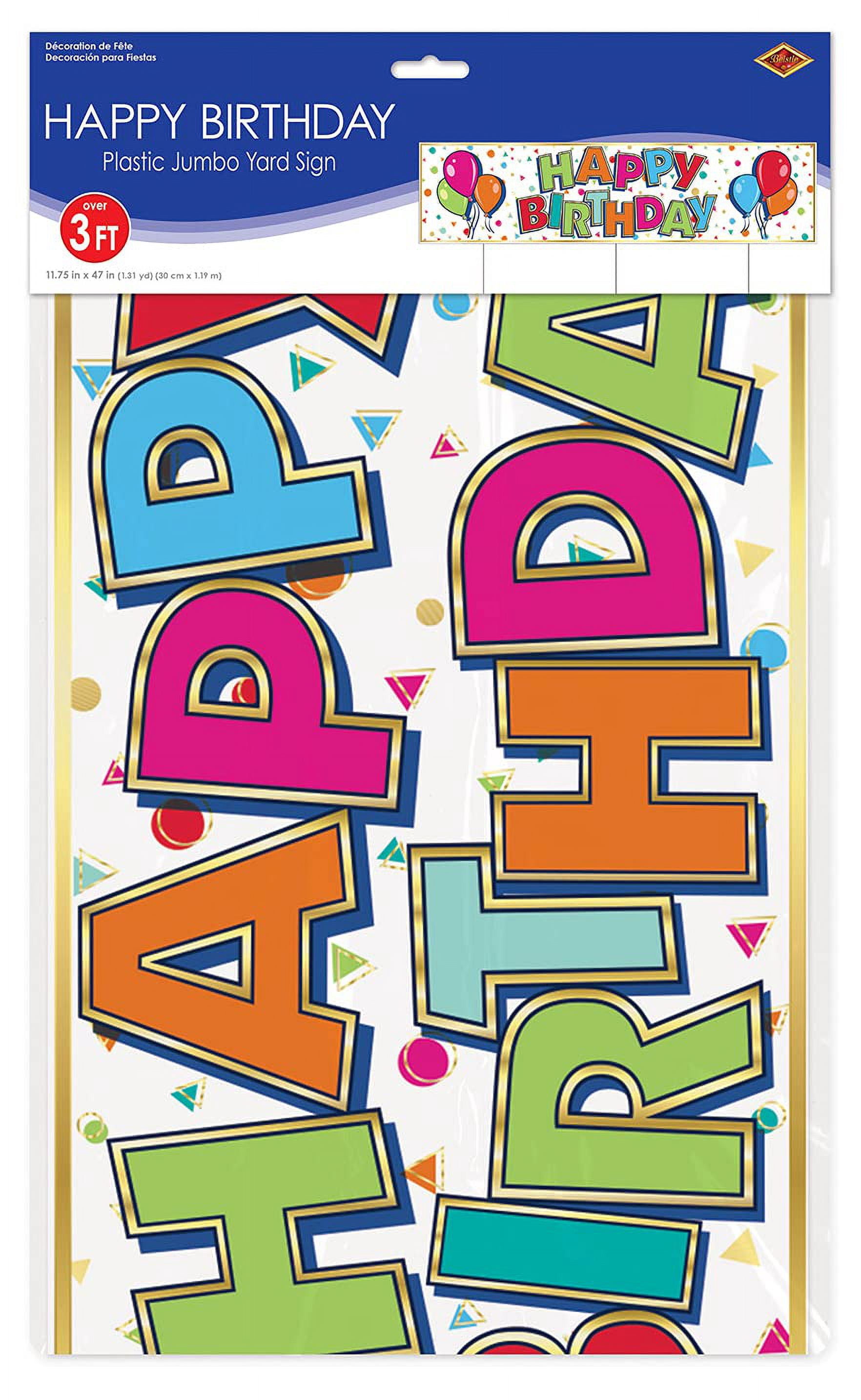 Beistle All Weather Jumbo Happy Birthday Yard Sign - Party Supply Decoration for Birthday