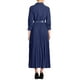 thumbnail image 3 of Vestido Maxi con Pliegues de Manga 3/4 para Mujer Chic INSPIRE, Cuello en V, Cinturón, Talla XS, Azul Oscuro, 3 of 6