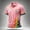 Pink, variant on Men's Rainbow Peace Sign Polo Shirt with Colorful Star Splatter Graphic and Striped Cuffs Featuring Classic Collar Short Sleeves Black L