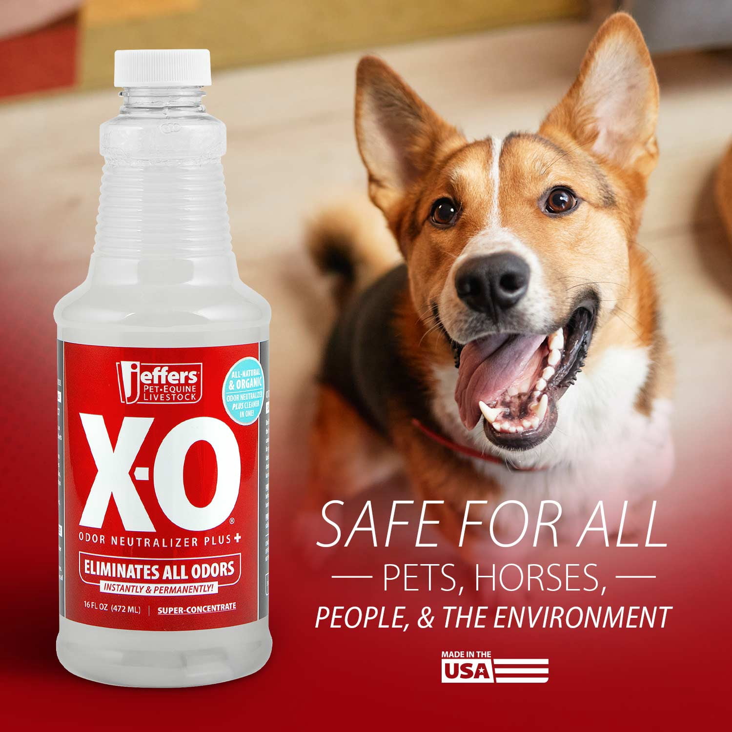 Jeffers X-O Pet Odor Neutralizer Plus & Cleaner Concentrate, 16