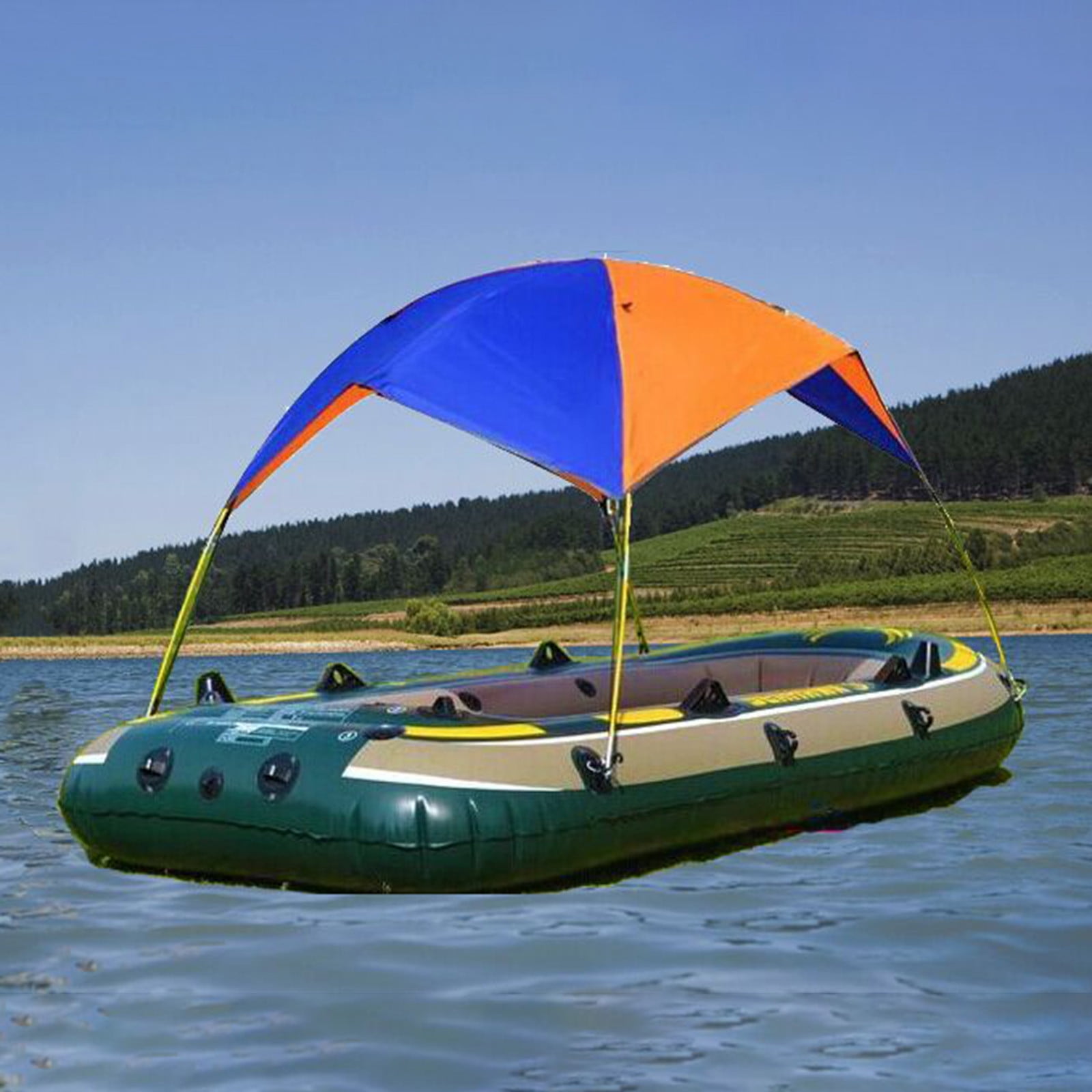 Floleo Inflatable Boat Awning, 2 Person Folding Sun Shade Tent with Poles, Water-Resistant Canopy for Kayak, Camping, Beach, Picnic, Includes Carry Bag & Accessories