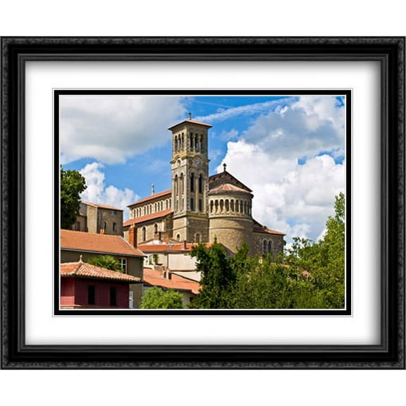 Notre Dame Church, France 2x Matted 34x28 Large Black Ornate Framed Art Print by The Cityscape Art Print Series