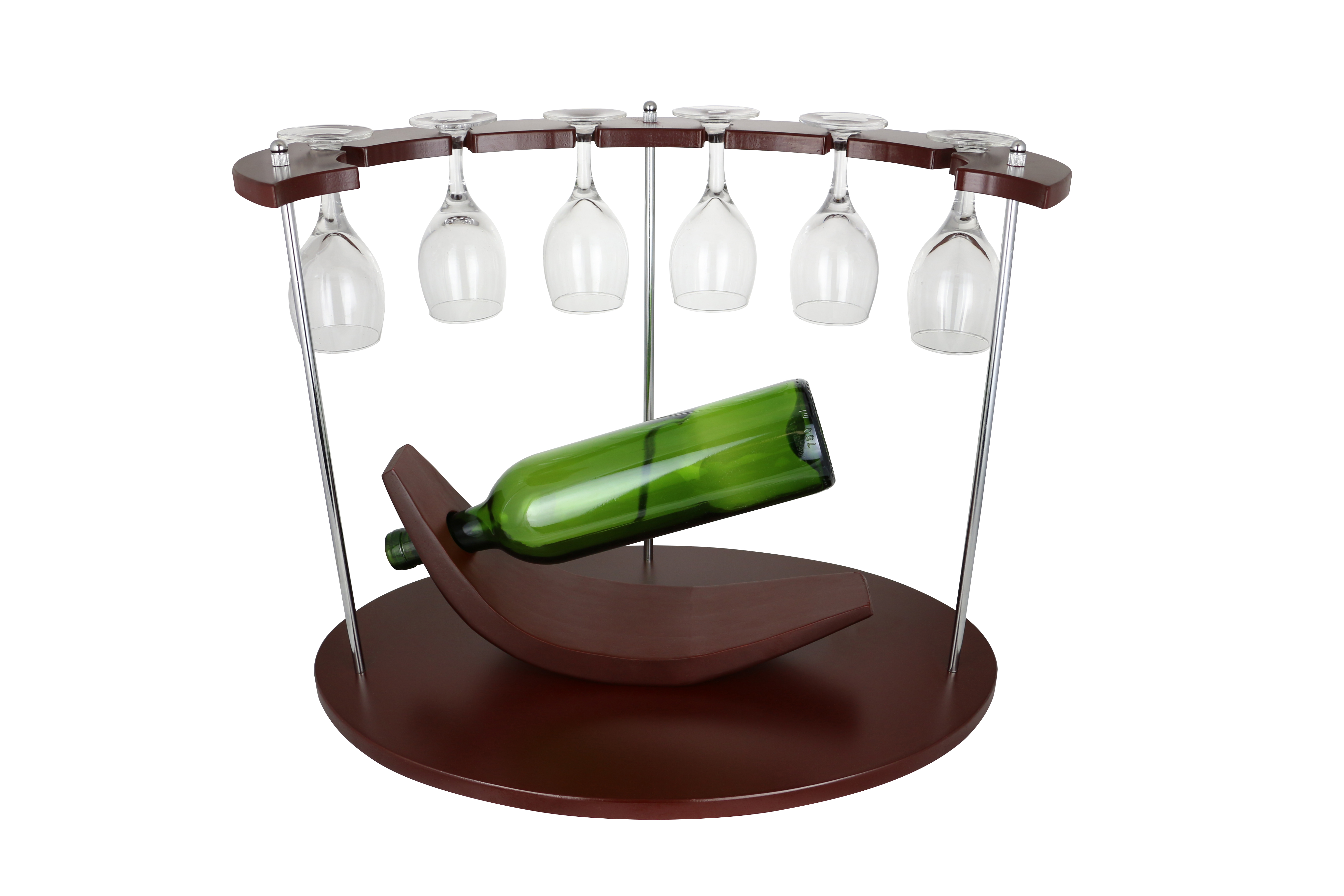 Wooden Wine Bottle and Wine Glass Caddy Holder
