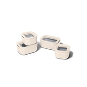 Caraway Mini Food Storage 9pc Set - Glass Storage Containers for Food - Ceramic-Coated Glass - Air Release Technology - Compact & Stackable Design - Cream