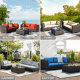 thumbnail image 2 of TANGJEAMER 7 Pieces Patio Outdoor Furniture Sets All Weather Wicker Sectional Sofa Couch Lawn Sectional Furniture with Washable Couch Cushions, Red, 2 of 6