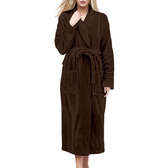 TINZ Soft Bathrobe Long Sleeve Shawl Collar Kimono Style Robe With Belt For Cozy Wear And Spa Relaxation At Home Womens plus Size Long Robe Japanese Kimono Robe