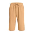 thumbnail image 6 of Dwellite Cotton Linen Shorts for Men Casual Elastic Waist Drawstring Summer Vacation Beach Shorts with Pockets Earthy Yellow 3XL, 6 of 6