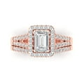 thumbnail image 2 of Clara Pucci 14K Rose Gold Emerald Cut 1Ct Synthetic White Sapphire Engagement Ring + Matching Band - Luxury Box Included, 2 of 7
