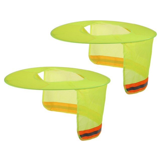 Unique Bargains Casque de Protection Solaire, 2 Pack Filet Réfléchissant à Bord Complet pour Construction, Jaune