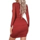 thumbnail image 4 of VISgogo - Vestido de manga larga para mujer, informal, a la moda, de color sólido, con costuras de hilo de malla, cuello cuadrado, ajustado VISgogo  moda, 4 of 9