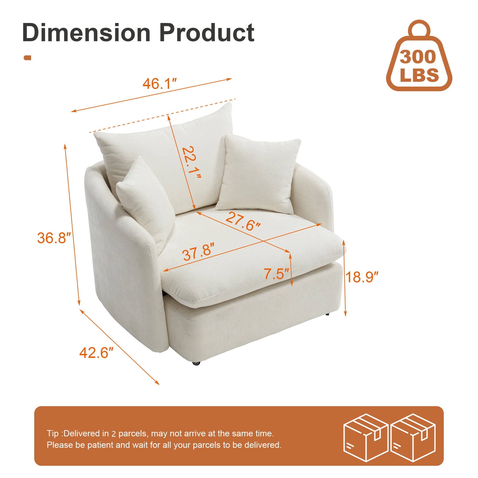 LITVZ 360 Degree Swivel Accent Chair Oversized, 37.8 inch Extra Wide Barrel Swivel Chairs with Deep Seat for Living Room, Club, Reading, Bedrooms