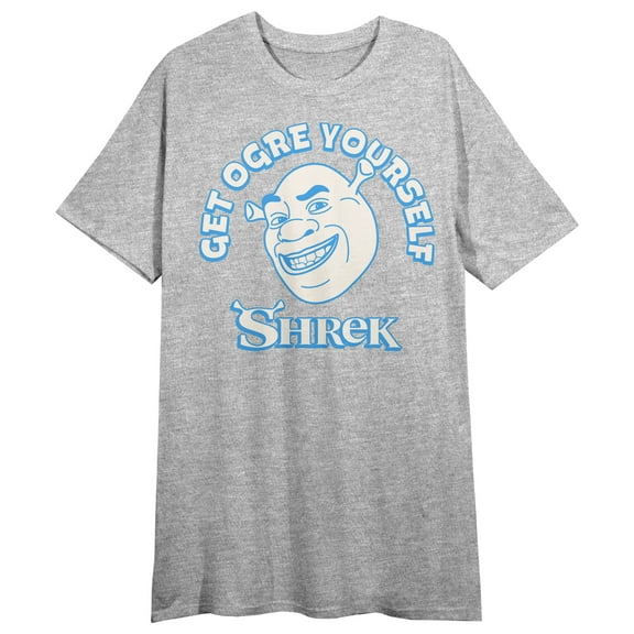 Shrek Get Ogre Yourself Women's Heather Gray Short Sleeve Sleep Shirt-M