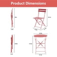 thumbnail image 4 of Yardgrace 3-Piece Folding Patio Bistro Set, Small Metal Outdoor Table and 2 Chairs Set, Weather-Resistant Balcony Furniture, No Assembly Required, Red, 4 of 8