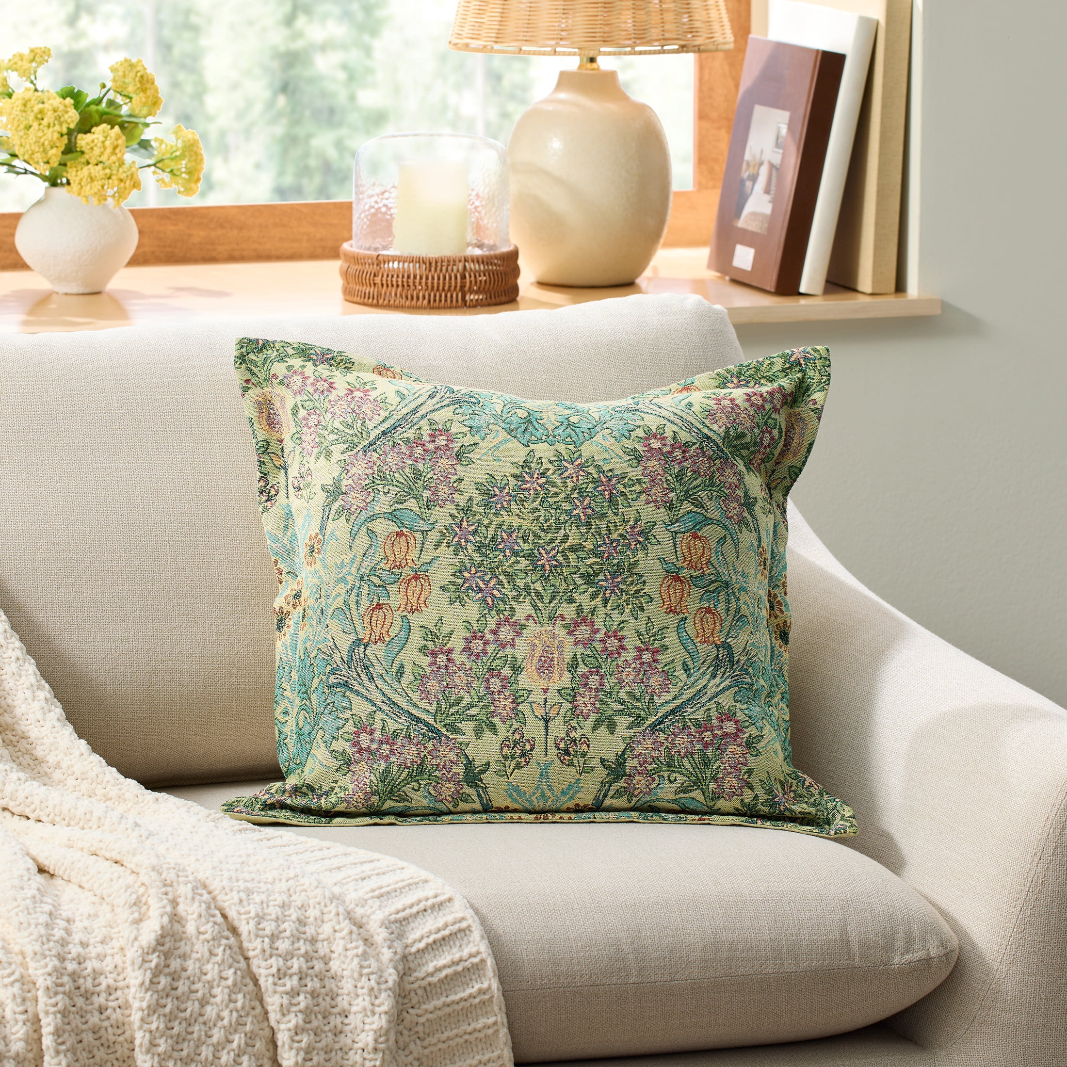 Better Homes & Gardens 20x20 Inch Hannah Flowing Floral Throw Pillow Cover